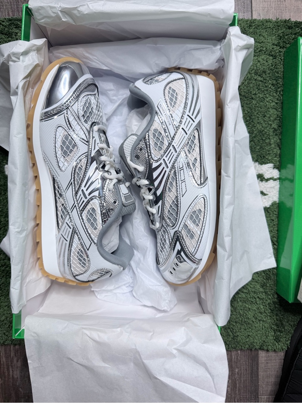 Bottega Veneta Silver and White Men's Sneakers